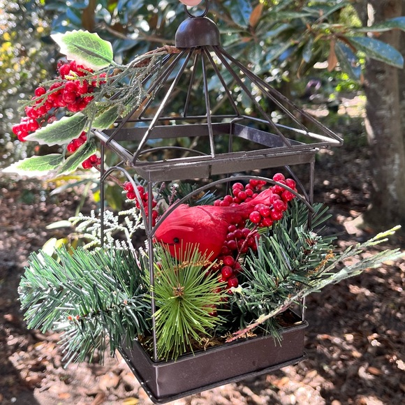 Vintage Handmade Birdcage Decor Hangable Cardinal Holiday/Everyday Decor - Picture 8 of 8
